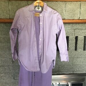 Lavender and white Striped Boyfriend Shirt, relaxed fit sz 2